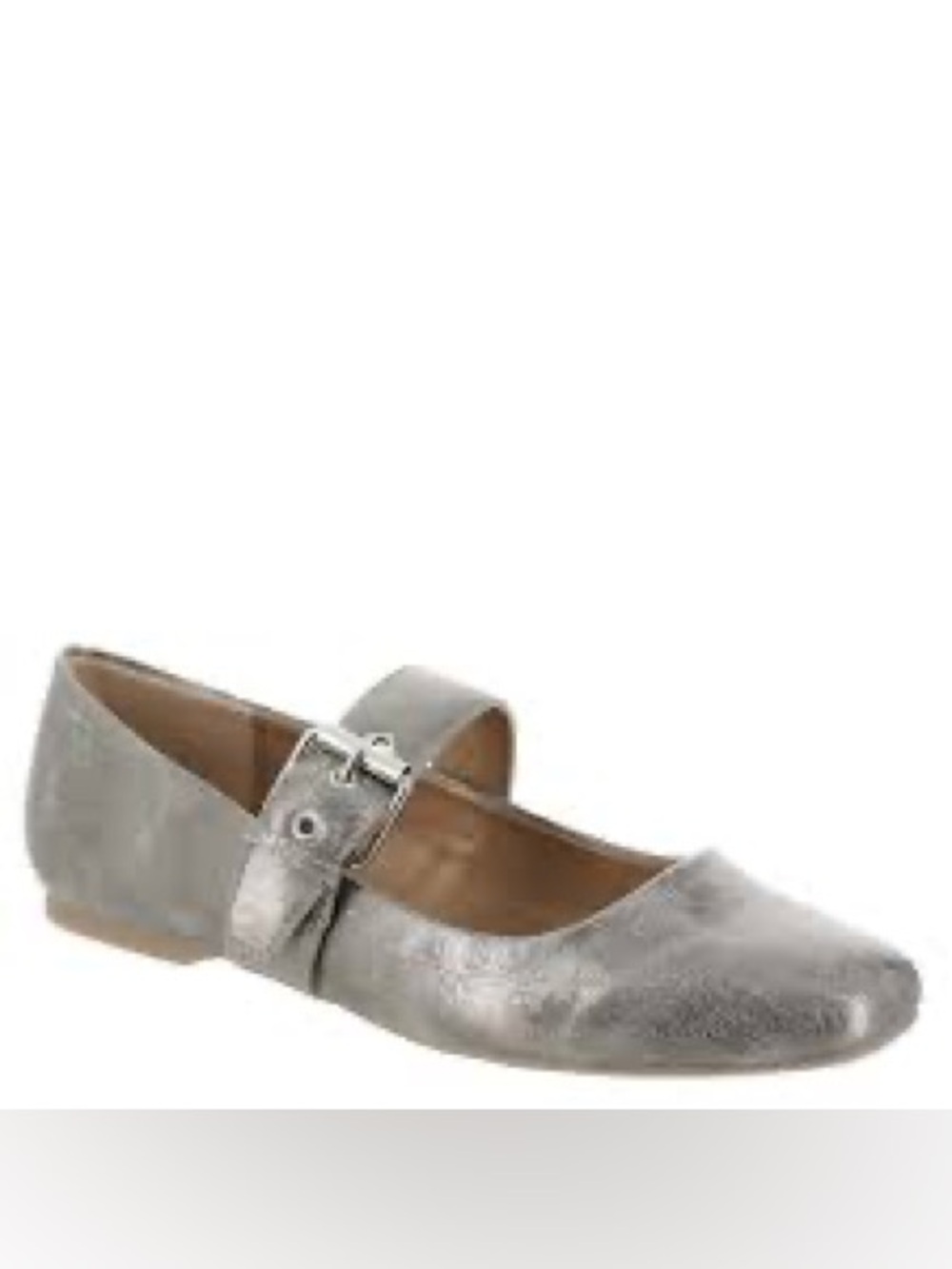 DV by Dolce Vita Metallic Silver Mary Jane Flats with Buckle Strap